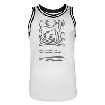 This is a fine place for a Nervous Breakdown. - Men's Basketball Jersey - white/black - Front - AI Model Male 185 dark (185cm)