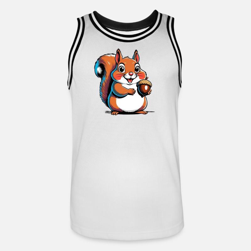 Niedlicher Eichhörnchen Druck mit Eichel - Männer Basketball-Trikot - Weiß/Schwarz