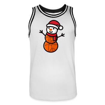 Basketball Snowman Sports de Noël - Maillot de basket Homme - blanc/noir - Devant - AI Model Male 185 dark (185cm)