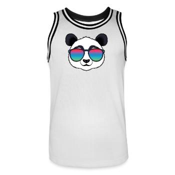Panda Rainbow Sunglasses - Men's Basketball Jersey - white/black - Front - AI Model Male 185 dark (185cm)