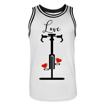 Love Cycling Heart - Men's Basketball Jersey - white/black - Front - AI Model Male 185 dark (185cm)