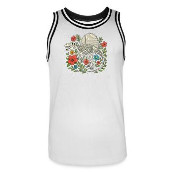 Spinosaurus Skelett mit Blumen - Männer Basketball-Trikot - Weiß/Schwarz - Vorne - AI Model Male 185 dark (185cm)