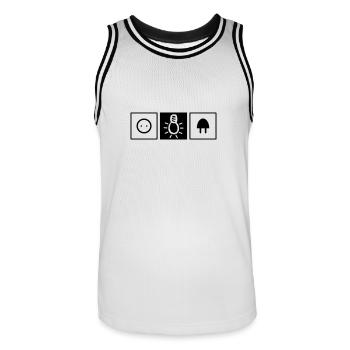 Electricians Electronics - Men's Basketball Jersey - white/black - Front - AI Model Male 185 dark (185cm)