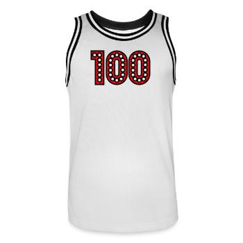 ANNIVERSARY. HAPPY BIRTHDAY. HAPPY BIRTHDAY. - Men's Basketball Jersey - white/black - Front - AI Model Male 185 dark (185cm)
