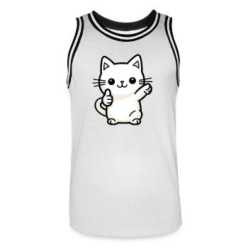 Cat - Dabbing Cat - Maillot de basket Homme - blanc/noir - Devant - AI Model Male 185 dark (185cm)