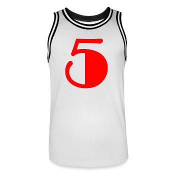 5. 5 ANS. 5e ANNIVERSAIRE. ANNIVERSAIRE 5 ANS. - Maillot de basket Homme - blanc/noir - Devant - AI Model Male 185 dark (185cm)