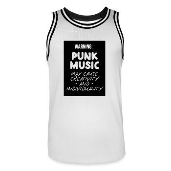 La musique punk peut causer de la créativité et de l'individualité - Maillot de basket Homme - blanc/noir - Devant - AI Model Male 185 dark (185cm)