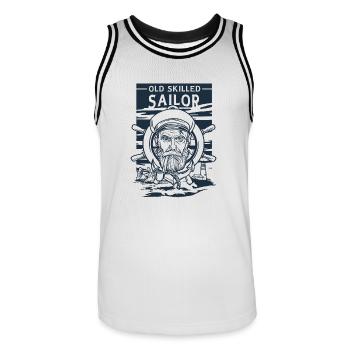 Vieux marin expérimenté Classic Maritime - Maillot de basket Homme - blanc/noir - Devant - AI Model Male 185 dark (185cm)