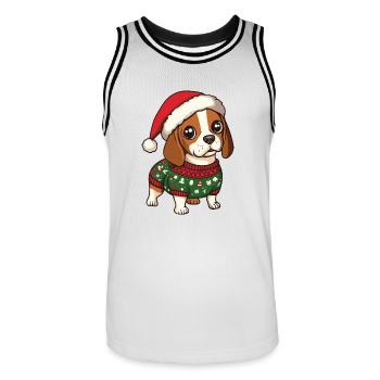 Beagle Dog Christmas - Men's Basketball Jersey - white/black - Front - AI Model Male 185 dark (185cm)