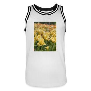 Tulpenmeer gelb - Männer Basketball-Trikot - Weiß/Schwarz - Vorne - AI Model Male 185 dark (185cm)