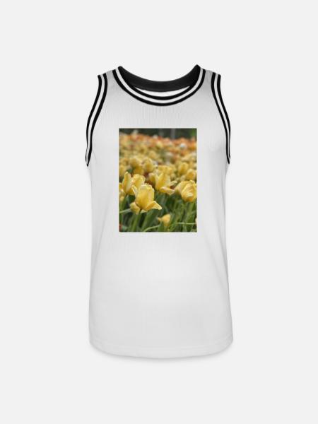 Tulipe Jaune mer - Maillot de basket Homme - blanc/noir