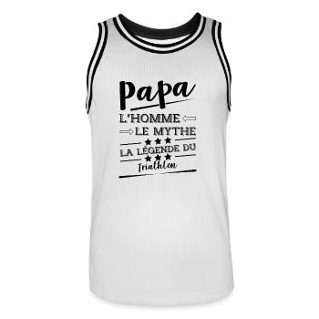 Papa la légende Triathlon cadeau - Maillot de basket Homme - blanc/noir - Devant - AI Model Male 185 dark (185cm)