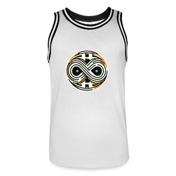 Bitcoin Symbol Infinite Value 21 Million - Men's Basketball Jersey - white/black - Front - AI Model Male 185 dark (185cm)
