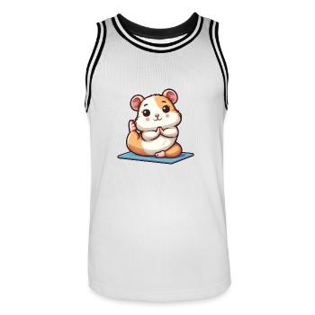 Hamster Yoga Méditation Fitness - Maillot de basket Homme - blanc/noir - Devant - AI Model Male 185 dark (185cm)