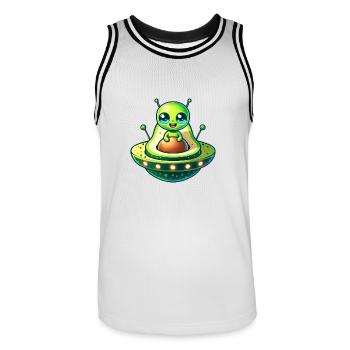 Alien Avocat OVNI Bande dessinée drôle - Maillot de basket Homme - blanc/noir - Devant - AI Model Male 185 dark (185cm)