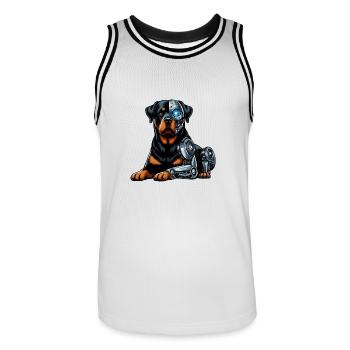 Rottweiler Cyborg Robot Espace - Maillot de basket Homme - blanc/noir - Devant - AI Model Male 185 dark (185cm)