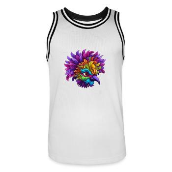 Flamingo Mardi Gras Maske - Männer Basketball-Trikot - Weiß/Schwarz - Vorne - AI Model Male 185 dark (185cm)