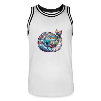 Artistiquement peint baleine éclosion de l’œuf de Pâques - Maillot de basket Homme - blanc/noir - Devant - AI Model Male 185 dark (185cm)