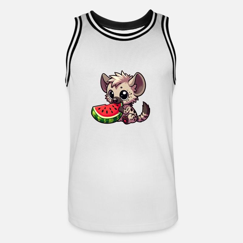 Hyäne mit Wassermelone Sommerfrucht - Männer Basketball-Trikot - Weiß/Schwarz