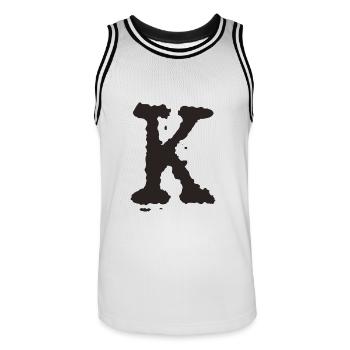 K - Männer Basketball-Trikot - Weiß/Schwarz - Vorne - AI Model Male 185 dark (185cm)