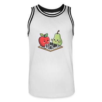 Kawaii Chess pomme poire bande dessinée - Maillot de basket Homme - blanc/noir - Devant - AI Model Male 185 dark (185cm)