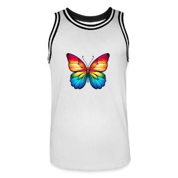 Butterfly Rainbow Colors Nature - Men's Basketball Jersey - white/black - Front - AI Model Male 185 dark (185cm)