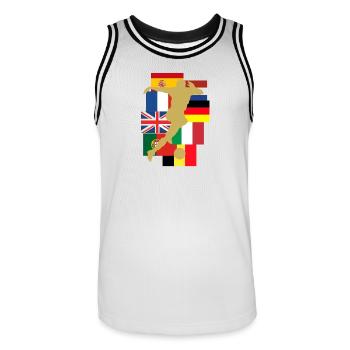 Coupe de football des équipes nationales - Maillot de basket Homme - blanc/noir - Devant - AI Model Male 185 dark (185cm)