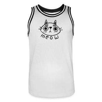 Miaou de chat - Maillot de basket Homme - blanc/noir - Devant - AI Model Male 185 dark (185cm)