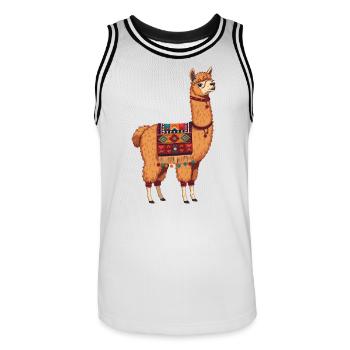 No drama, just llama - Men's Basketball Jersey - white/black - Front - AI Model Male 185 dark (185cm)