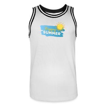 Mode Été : ON - Maillot de basket Homme - blanc/noir - Devant - AI Model Male 185 dark (185cm)