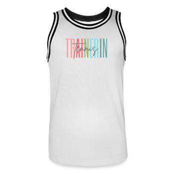 Trainerin Tennis Tennistrainerin Geschenk - Männer Basketball-Trikot - Weiß/Schwarz - Vorne - AI Model Male 185 dark (185cm)