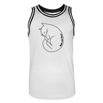 Bake dat Bean | Cute curled up cat - Men's Basketball Jersey - white/black - Front - AI Model Male 185 dark (185cm)