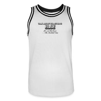 talk about something else - Men's Basketball Jersey - white/black - Front - AI Model Male 185 dark (185cm)