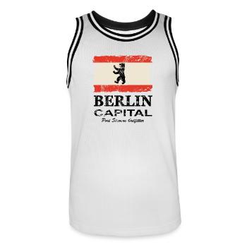Berlin Vintage Flag - Männer Basketball-Trikot - Weiß/Schwarz - Vorne - AI Model Male 185 dark (185cm)