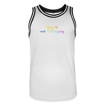 heute_ist_mein_lieblingstag_bunt_miz_herz_ - Maillot de basket Homme - blanc/noir - Devant - AI Model Male 185 dark (185cm)