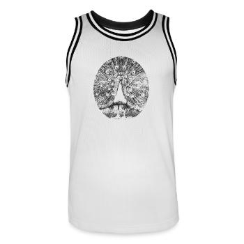 pfau - Männer Basketball-Trikot - Weiß/Schwarz - Vorne - AI Model Male 185 dark (185cm)
