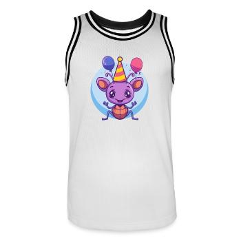 Ant Birthday Comic - Men's Basketball Jersey - white/black - Front - AI Model Male 185 dark (185cm)