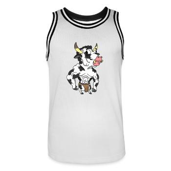 Kuh Stier - Männer Basketball-Trikot - Weiß/Schwarz - Vorne - AI Model Male 185 dark (185cm)