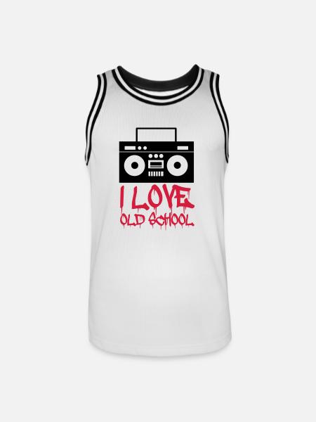 i_love_old_school_02 - Männer Basketball-Trikot - Weiß/Schwarz
