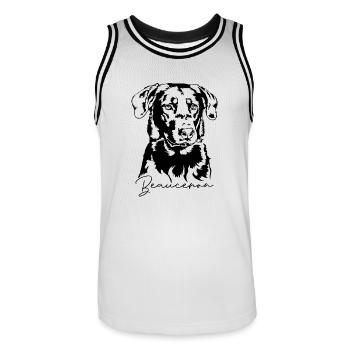BEAUCERON Portrait de chien Chien Chien Wilsigns - Maillot de basket Homme - blanc/noir - Devant - AI Model Male 185 dark (185cm)