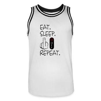 Eat Sleep Fuck Off Repeat - Männer Basketball-Trikot - Weiß/Schwarz - Vorne - AI Model Male 185 dark (185cm)