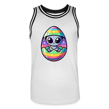 Alien Osterei-Schlüpfen Design: Bunte Überraschung - Männer Basketball-Trikot - Weiß/Schwarz - Vorne - AI Model Male 185 dark (185cm)