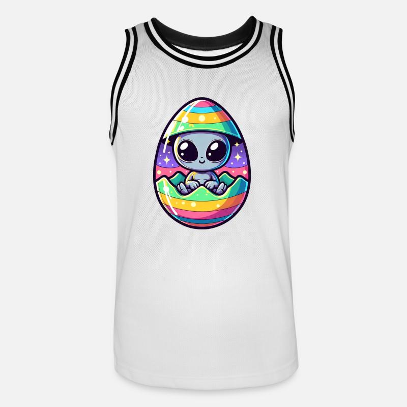 Conception d’éclosion d’oeuf de Pâques extraterrestre : surprise colorée - Maillot de basket Homme - blanc/noir