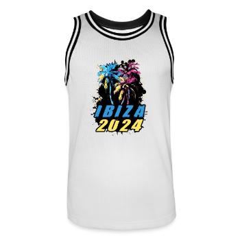 Ibiza 2024 Holiday Palm Trees Colorful - Men's Basketball Jersey - white/black - Front - AI Model Male 185 dark (185cm)