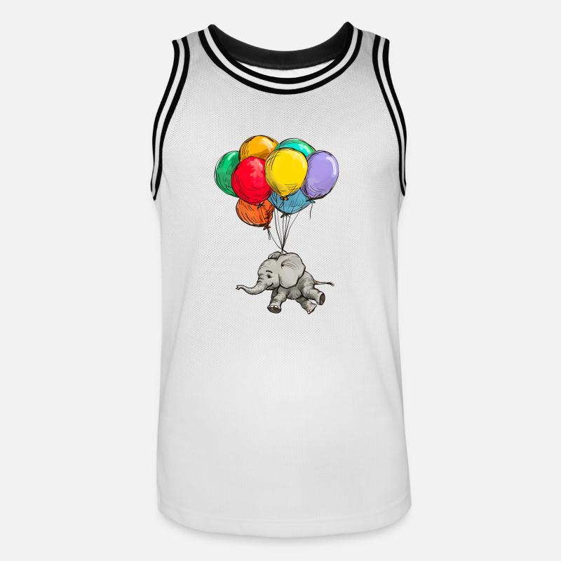 Elefant schwebt mit Bunten Luftballons - Männer Basketball-Trikot - Weiß/Schwarz
