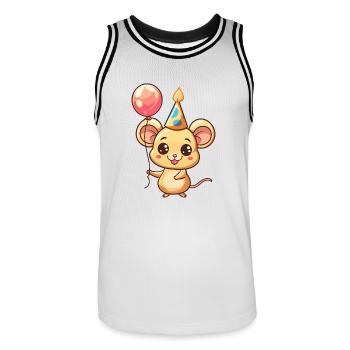 Mouse Birthday Comic - Men's Basketball Jersey - white/black - Front - AI Model Male 185 dark (185cm)