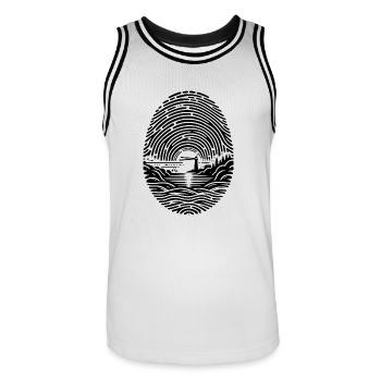 Fingerabdruck Landschaft mit Küsten Leuchtturm - Männer Basketball-Trikot - Weiß/Schwarz - Vorne - AI Model Male 185 dark (185cm)