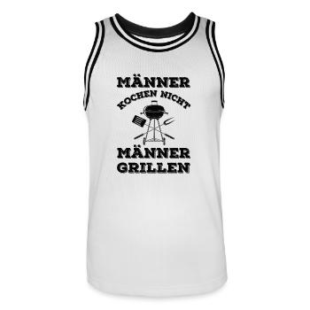 Grillen Geschenk - Männer Basketball-Trikot - Weiß/Schwarz - Vorne - AI Model Male 185 dark (185cm)