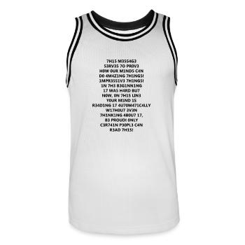 1337 Leetspeak text - Men's Basketball Jersey - white/black - Front - AI Model Male 185 dark (185cm)