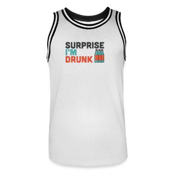 Surprise I'm Drunk Drinking Fourth Of July Gift - Männer Basketball-Trikot - Weiß/Schwarz - Vorne - AI Model Male 185 dark (185cm)
